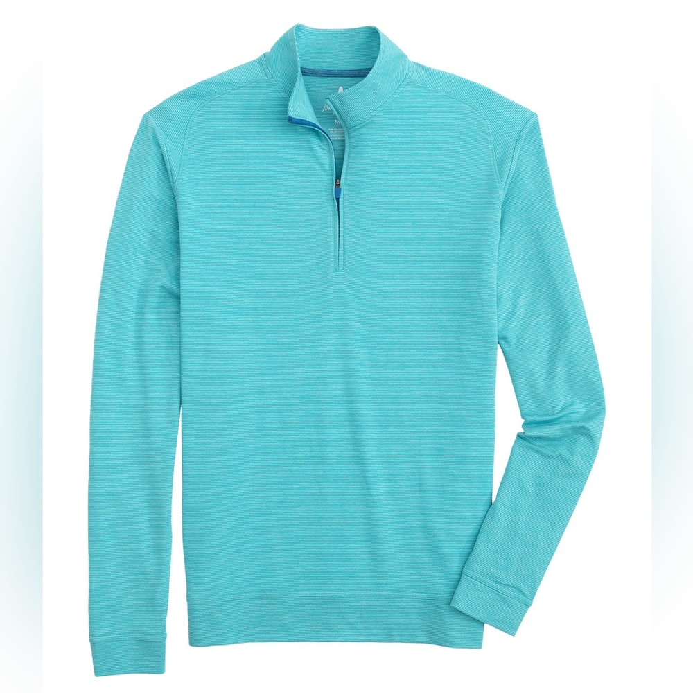 Johnnie-O Caicos Blue Striped Vaughn Prep-Performance Quarter-Zip Pullover Golf